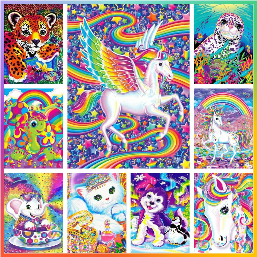 Art Craft Unicorn - ชุดงานฝีมือปักเพชร 1 ชิ้น ภาพวาดการ์ตูนสัตว์ แมว สุนัข