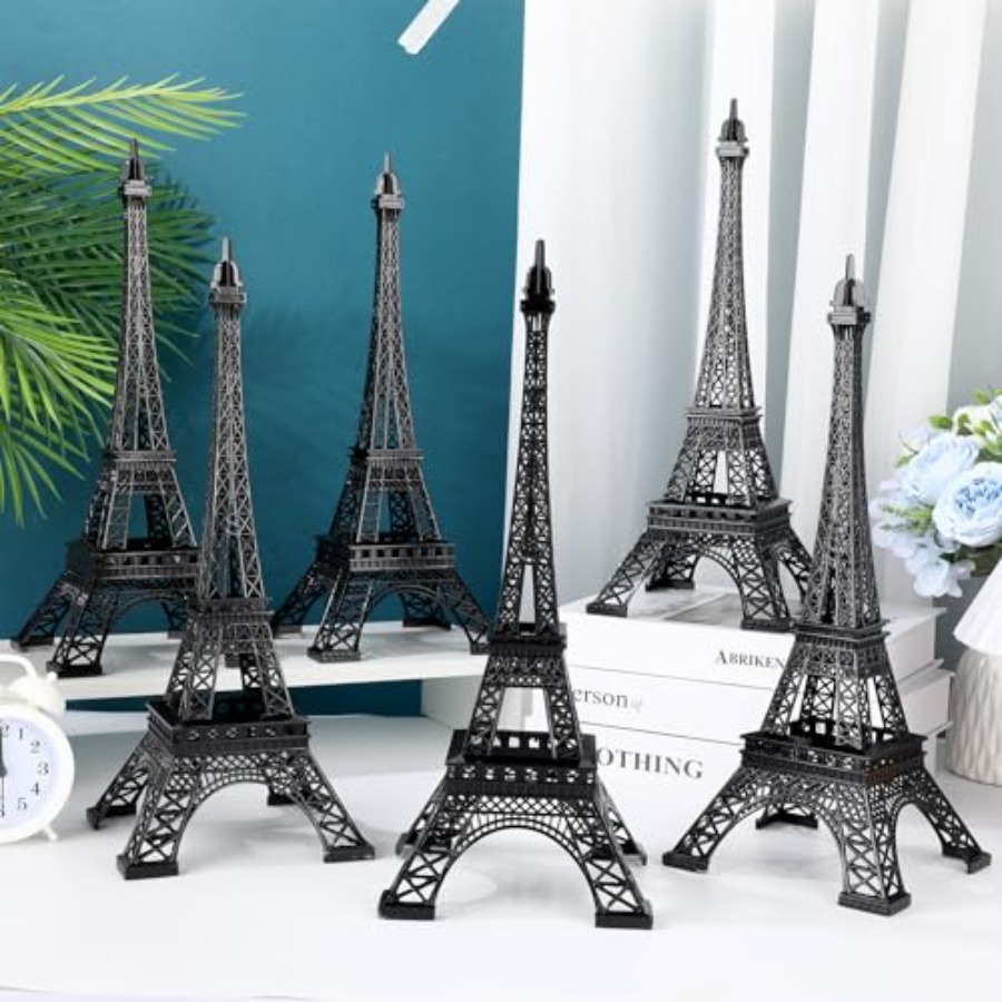Art Craft Model - 6 ชิ้น รูปปั้นหอไอเฟลขนาด 15 นิ้ว ของตกแต่งทำจากโลหะผสม