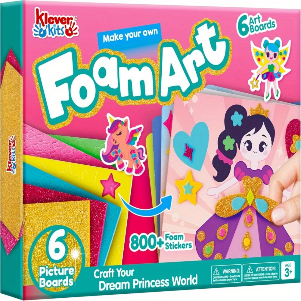 Art Craft Unicorn - ชุดอุปกรณ์ศิลปะโฟมสำหรับเด็ก สติ๊กเกอร์โฟม EVA พร้อมกระดานศิลปะ 6 แผ่นและสติ๊กเกอร์กว่า
