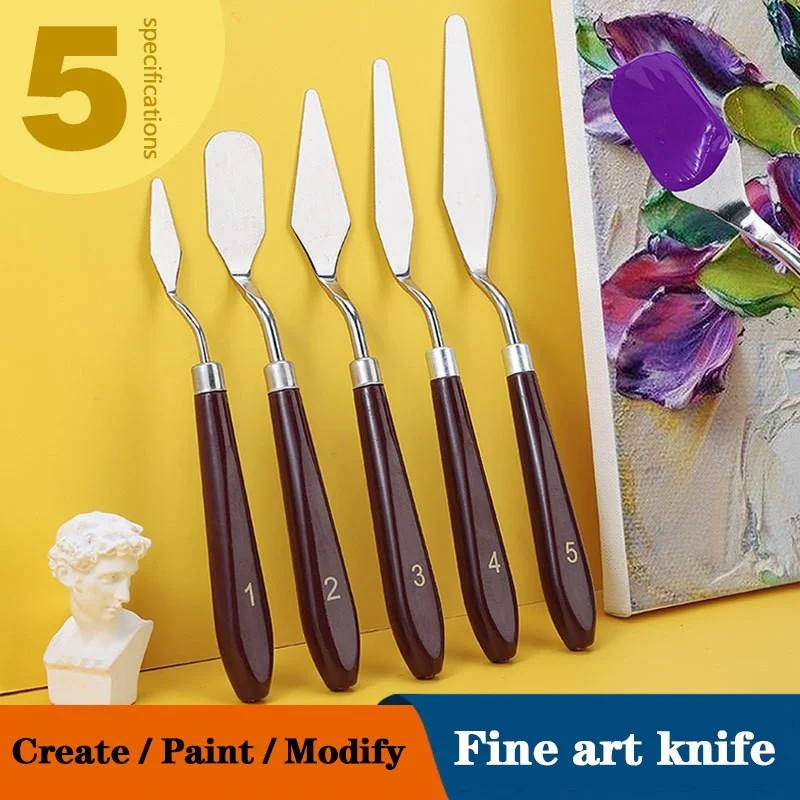 Painting Knife Palette - 5/7 ชิ้นชุดภาพวาดสีน้ํามัน Scraper Palette มีดสแตนเลสศิลปินนักเรียนสีน้ํา Pigment