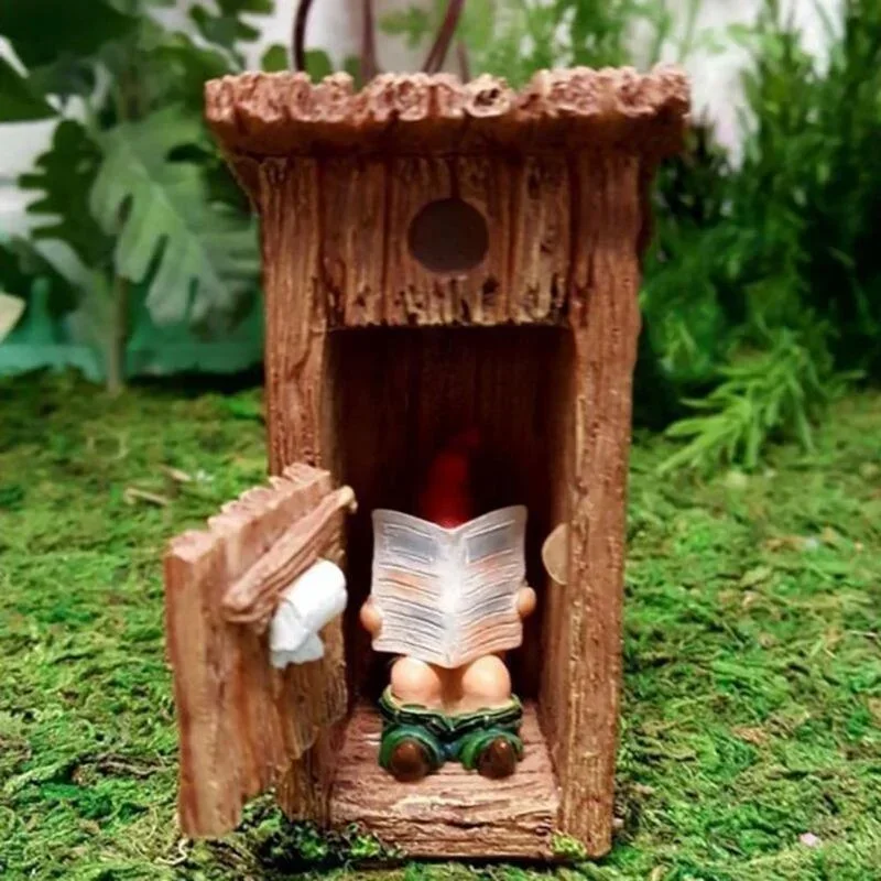 Art Craft Door - อ่านหนังสือ Gnome ประติมากรรมรูปปั้นลืมปิดประตูเรซิ่นตลก Vivid Naughty Dwarf