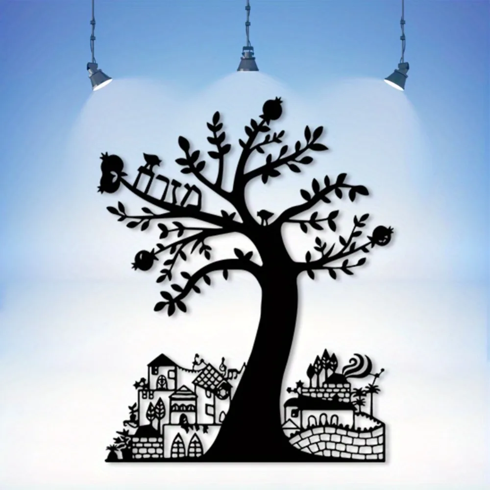 Art Craft & Architecture - CIFBUY งานศิลปะติดผนังโลหะ รูปต้นทับทิม ป้ายเยรูซาเล็ม งานแกะสลักเหล็ก สำหรับตกแต่งภายในและภายนอกบ้าน