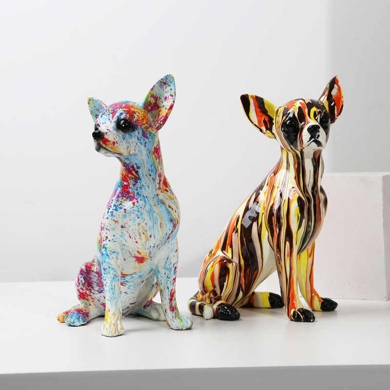 Art Craft Simple - Creative Art Chihuahua ที่มีสีสันเครื่องประดับเครื่องประดับสุนัขงานฝีมือตกแต่งบ้านสีโมเดิร์นสำนักงานหัตถกรรม