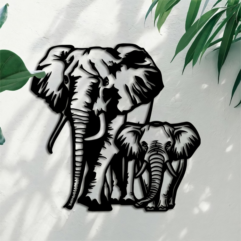 Art Craft Elephant - CIFBUY งานศิลปะติดผนังรูปช้างโลหะ งานฝีมือเหล็ก ประติมากรรมรูปสัตว์ สไตล์วินเทจแบบชนบท สำหรับตกแต่งภายในและภายนอกบ้าน