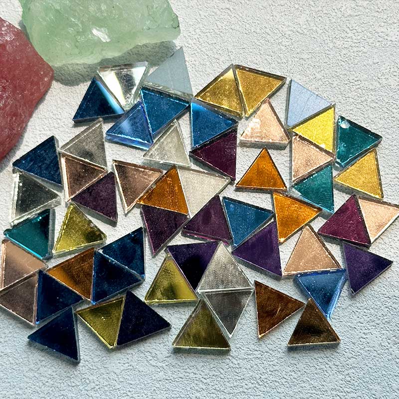 Art Craft Mirror - 100g Taobao สามเหลี่ยมกระจกโมเสคกระเบื้องกระเบื้องแก้วสี DIY โมเสคทําศิลปะและหัตถกรรมอุปกรณ์เสริม 917
