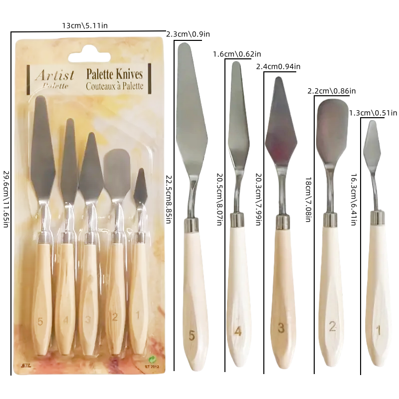 จานสีน้ำมัน5ชิ้นใบมีดโกนไม้พาย - Painting Knife Palette บทวิจารณ์และราคา