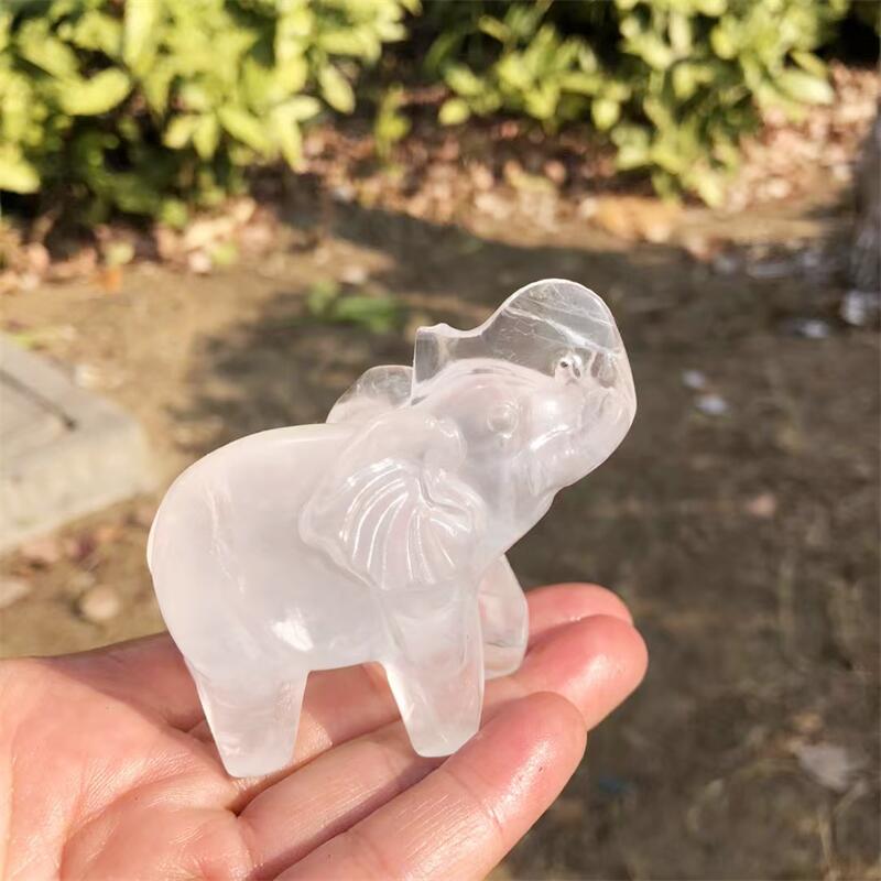 แกะสลักช้างจากหินควอตซ์ธรรมชาต - Art Craft Elephant บทวิจารณ์และราคา