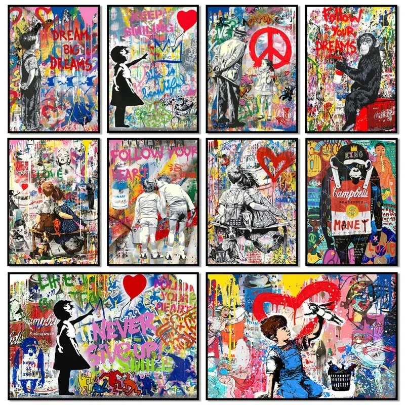 ภาพพิมพ์กราฟฟิตี้บนผนังสไตล์ป๊ - Art Craft Love บทวิจารณ์และราคา