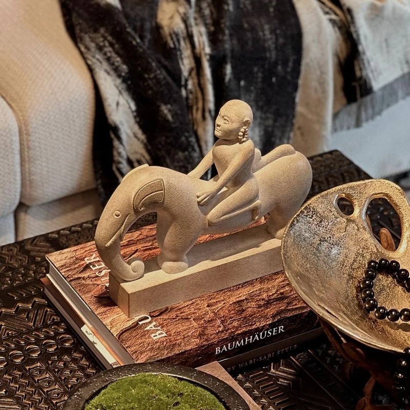 งานประติมากรรมรูปคนขี่ช้าง สไต - Art Craft Elephant บทวิจารณ์และราคา