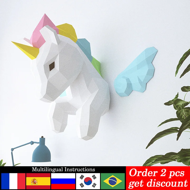 Rainbow Unicorn สัตว์ Wall Dec - Art Craft Unicorn บทวิจารณ์และราคา