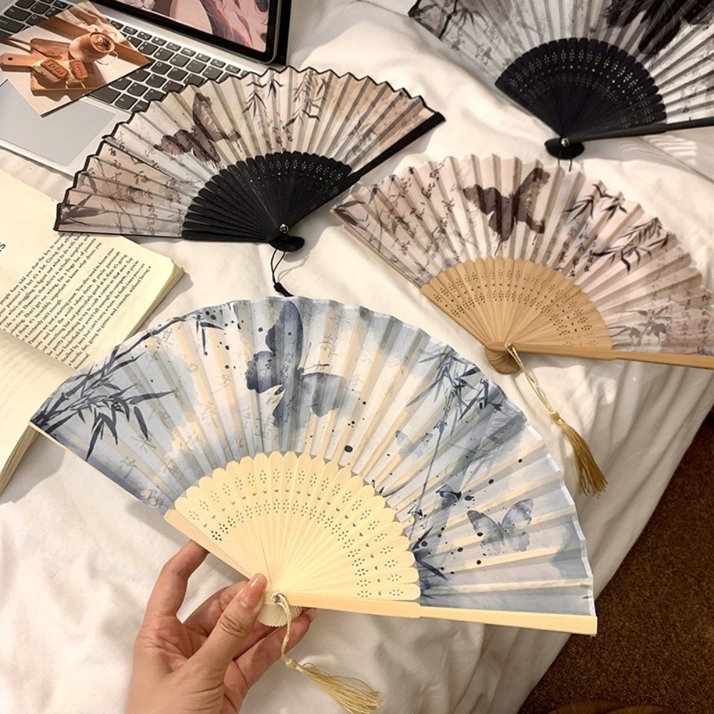 พัดพับลายวินเทจพร้อมพู่ห้อย งา - Art And Craft Photos บทวิจารณ์และราคา