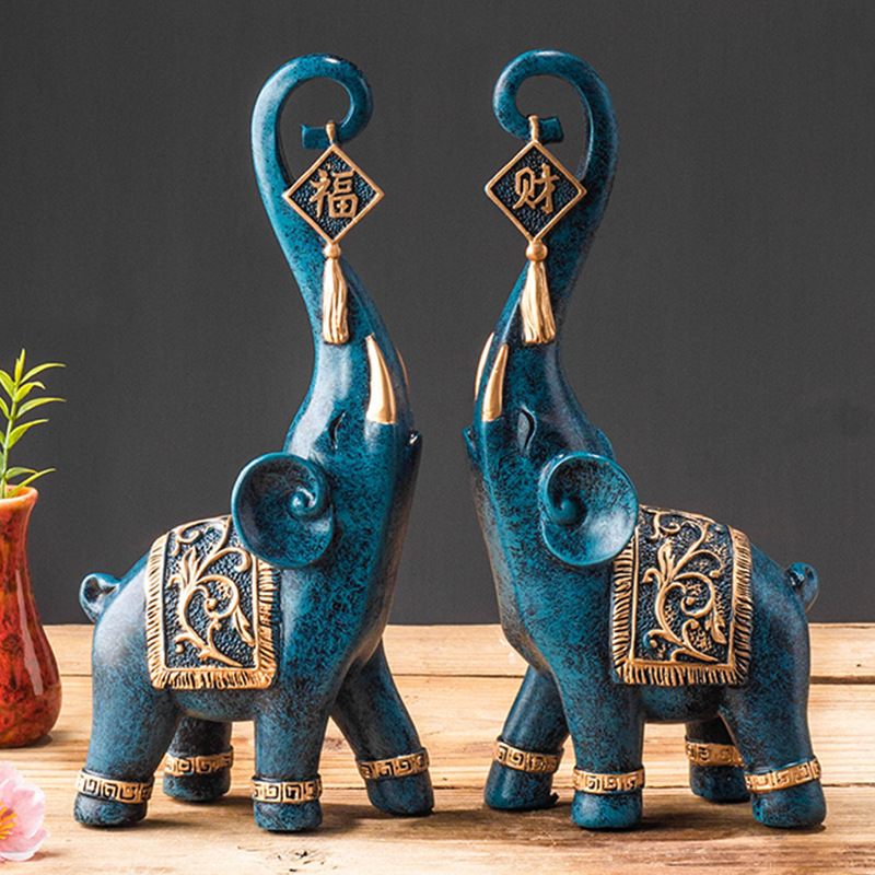 รูปปั้นช้างมงคลสไตล์จีน 1 คู่  - Art Craft Elephant บทวิจารณ์และราคา