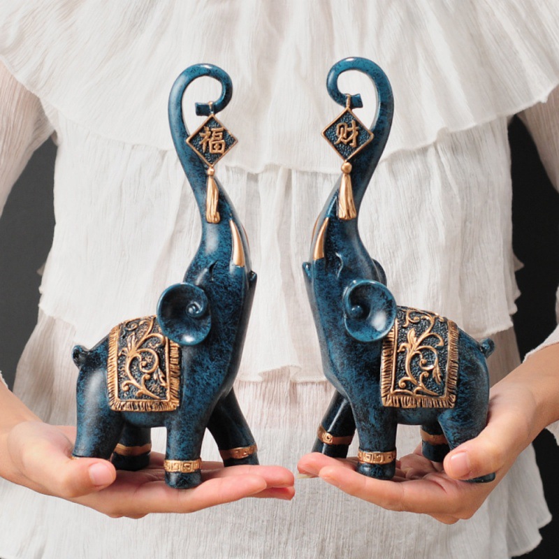 รูปปั้นช้างมงคลสไตล์จีน 1 คู่  - Art Craft Elephant บทวิจารณ์และราคา