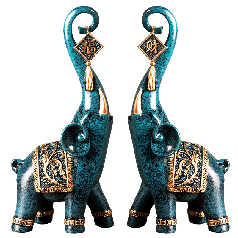 รูปปั้นช้างมงคลสไตล์จีน 1 คู่  - Art Craft Elephant บทวิจารณ์และราคา